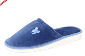 Frisco welur zakryte niebieskie kapcie damskie